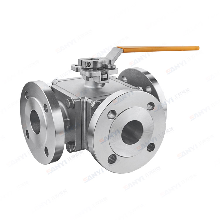 High platform three-way flange ball valve