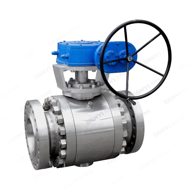 Large-diameter forged steel three-piece flanged ball valve