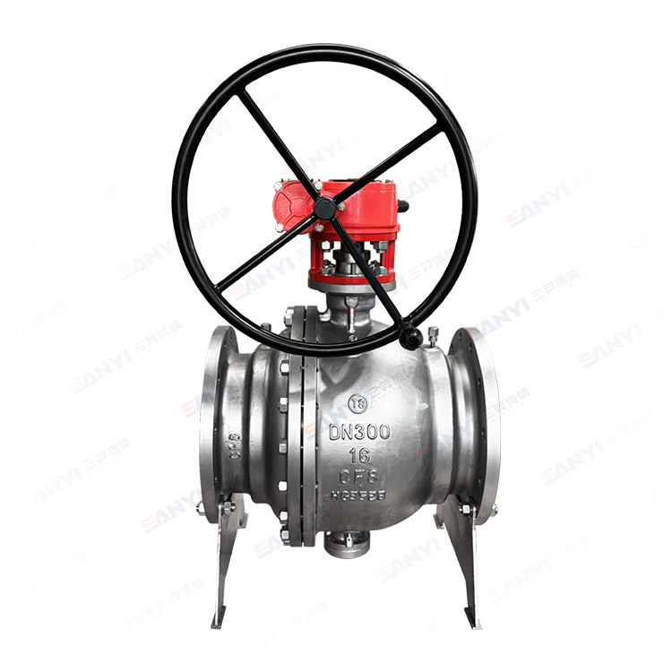 Worm gear fixed stainless steel flange ball valve